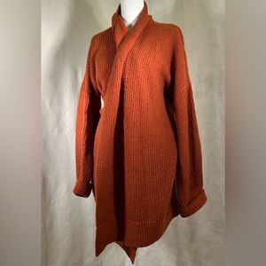 ANTHROPOLOGIE unique oversized wool-blend rust/orange sweater/coat. Size M-L